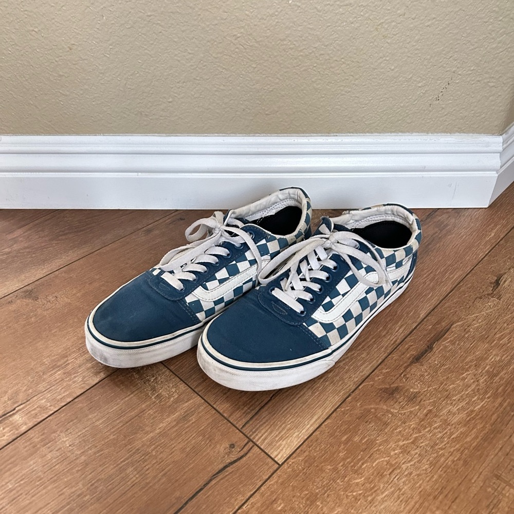 Vans Blue and White Checkered Sneakers
